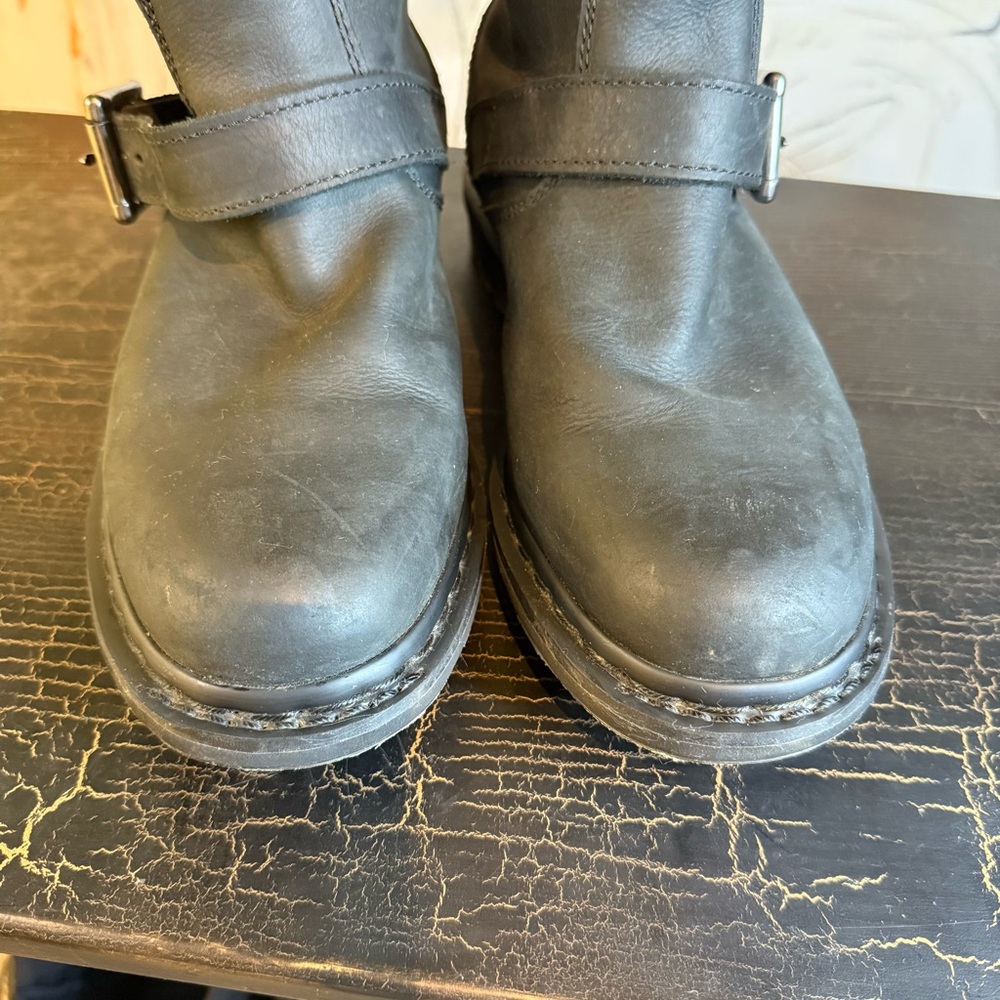 Dr. Martens Black Leather Buckle Combat Boots - Picture 6 of 8
